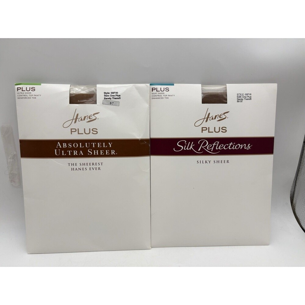 Hanes Plus Pantyhose Lot 2 One Plus Silk Reflections Ultra Sheer Brown NIP